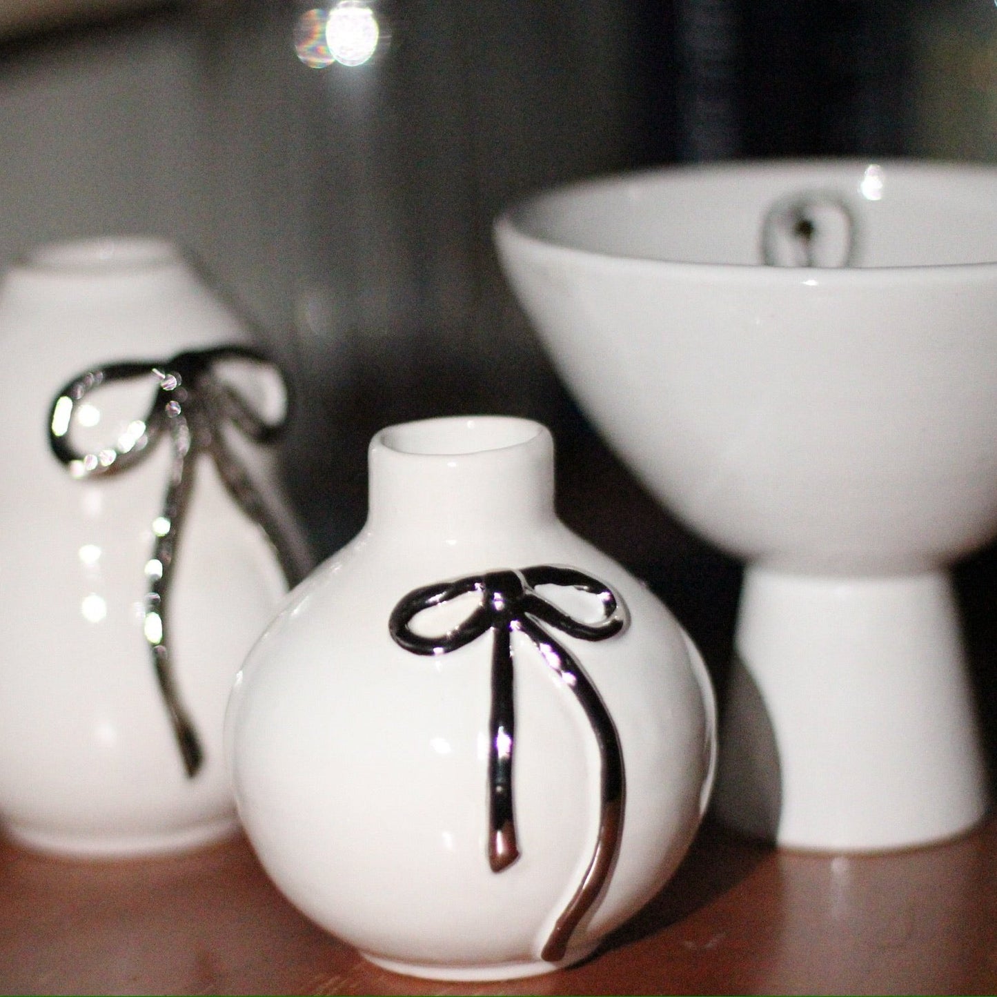 🎀Chrome Bow Vases🎀